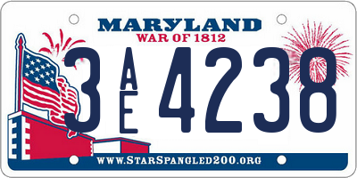 MD license plate 3AE4238