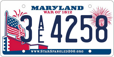 MD license plate 3AE4258