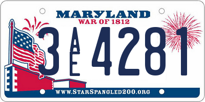 MD license plate 3AE4281