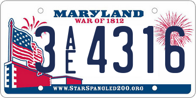 MD license plate 3AE4316