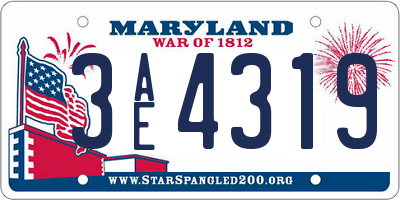 MD license plate 3AE4319