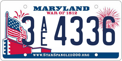 MD license plate 3AE4336