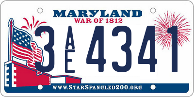 MD license plate 3AE4341