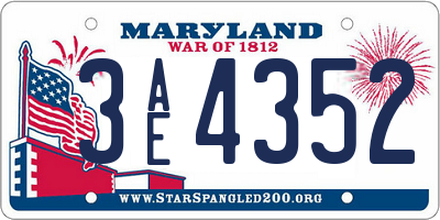 MD license plate 3AE4352