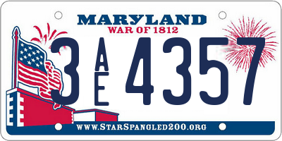 MD license plate 3AE4357