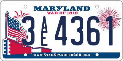 MD license plate 3AE4361