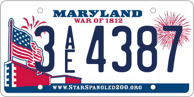 MD license plate 3AE4387