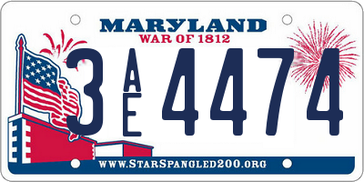 MD license plate 3AE4474