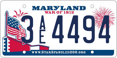 MD license plate 3AE4494