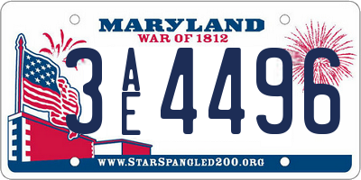 MD license plate 3AE4496