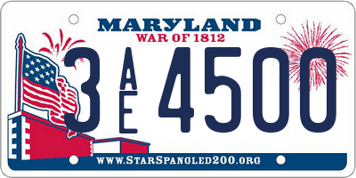 MD license plate 3AE4500