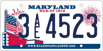 MD license plate 3AE4523
