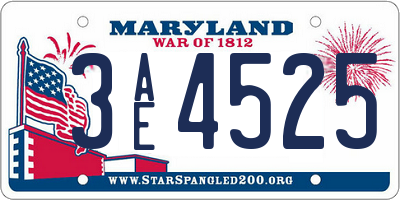 MD license plate 3AE4525