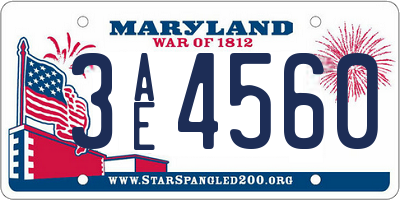 MD license plate 3AE4560