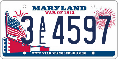 MD license plate 3AE4597