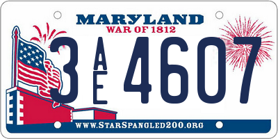 MD license plate 3AE4607