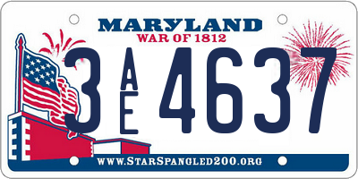 MD license plate 3AE4637