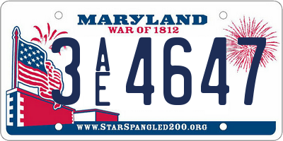 MD license plate 3AE4647