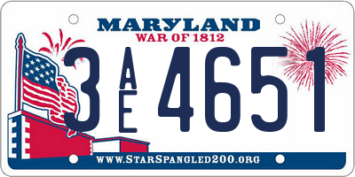 MD license plate 3AE4651