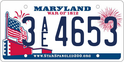 MD license plate 3AE4653