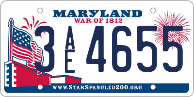 MD license plate 3AE4655