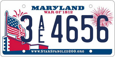 MD license plate 3AE4656
