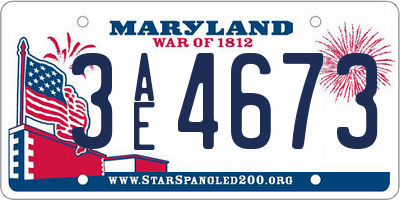 MD license plate 3AE4673