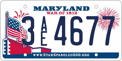 MD license plate 3AE4677