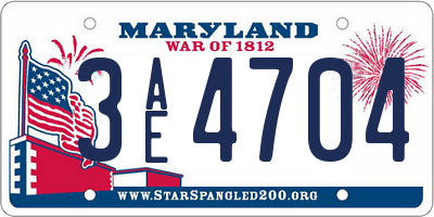 MD license plate 3AE4704