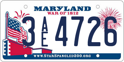 MD license plate 3AE4726