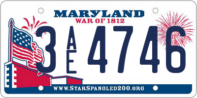 MD license plate 3AE4746