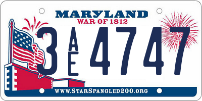MD license plate 3AE4747