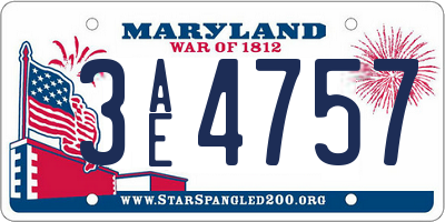 MD license plate 3AE4757