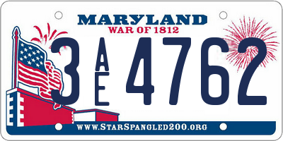 MD license plate 3AE4762