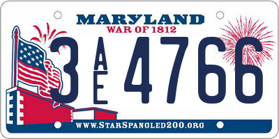 MD license plate 3AE4766