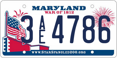 MD license plate 3AE4786