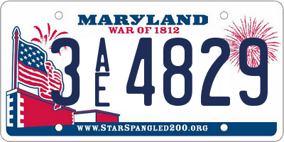 MD license plate 3AE4829