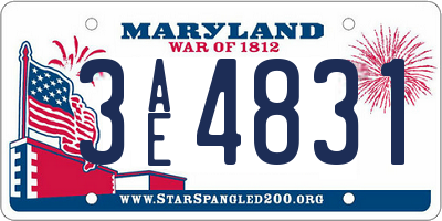 MD license plate 3AE4831