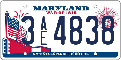 MD license plate 3AE4838