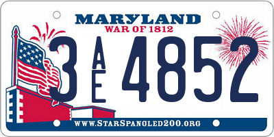 MD license plate 3AE4852
