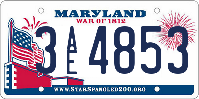 MD license plate 3AE4853