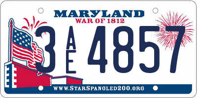 MD license plate 3AE4857
