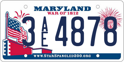 MD license plate 3AE4878