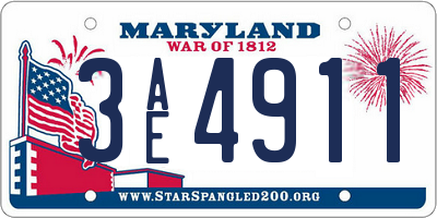 MD license plate 3AE4911