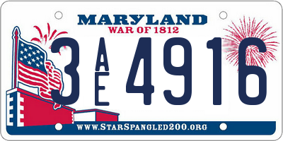 MD license plate 3AE4916
