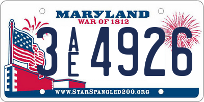 MD license plate 3AE4926