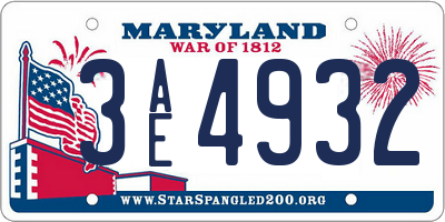 MD license plate 3AE4932