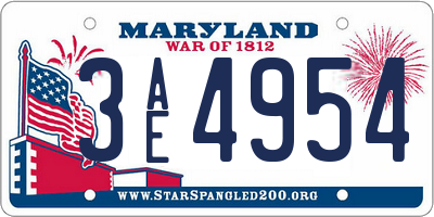 MD license plate 3AE4954