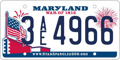 MD license plate 3AE4966