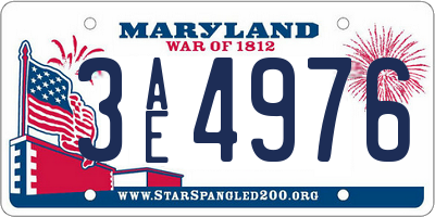 MD license plate 3AE4976
